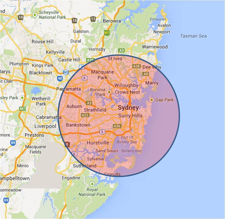 Parker Cleaning Sydney service area map