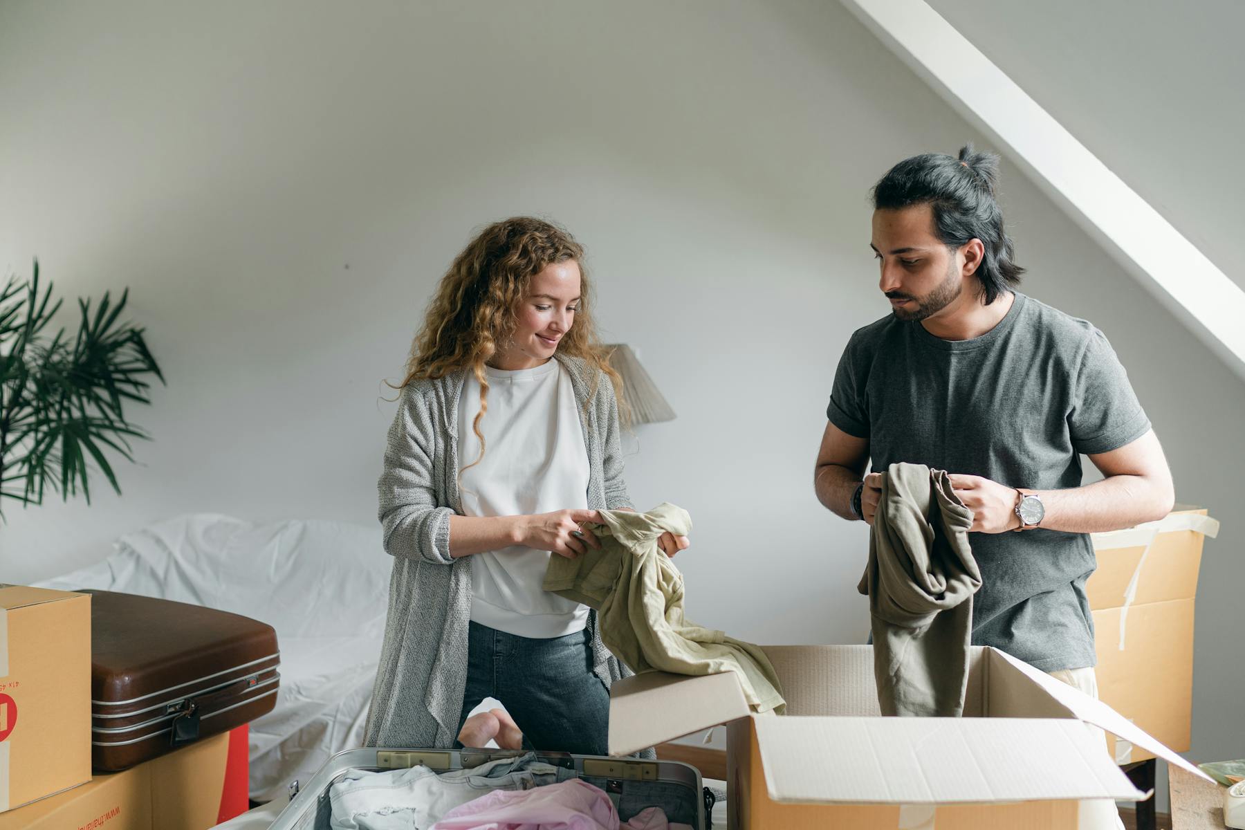 Moving boxes in a new home